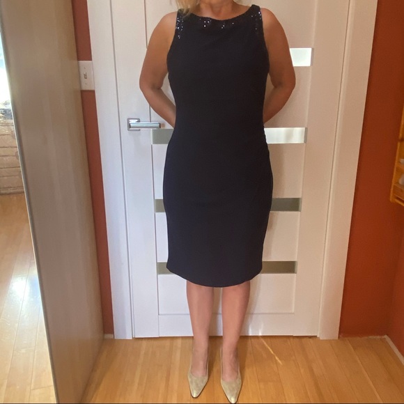 NWT American Living navy elegant knee midi dress plus - Picture 2 of 9